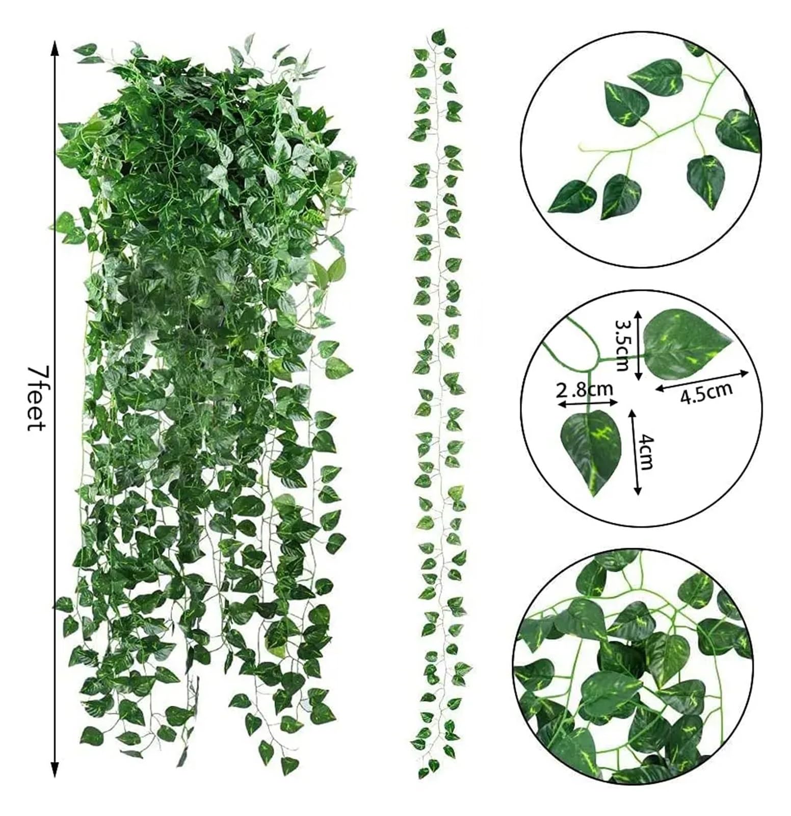 Pianta Finta Cadente 24 PZ 2 M Edera Artificiale Verde Ghirlanda Viti Finte Piante Appese Sfondo Foglia Verde for La Decorazione Della Festa Nuziale(3)