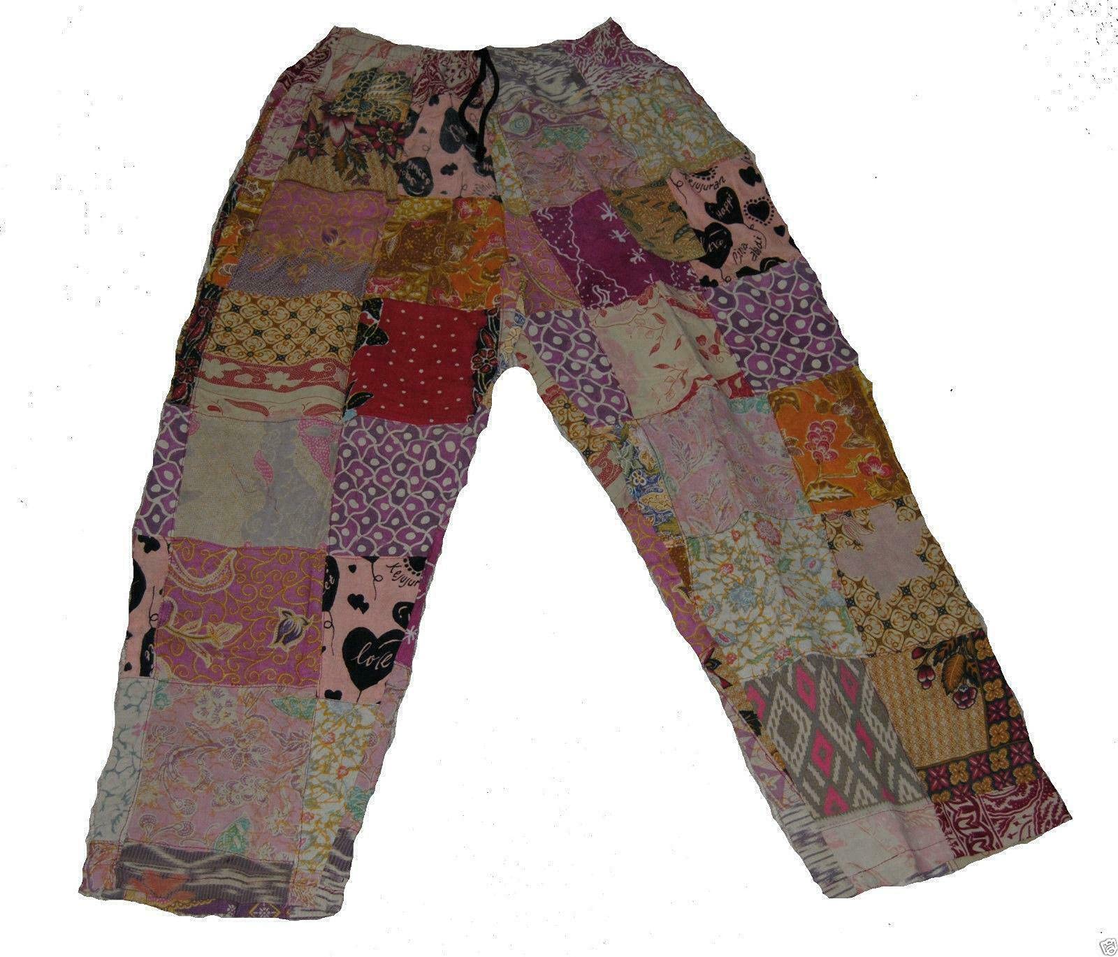 Terrapin Trading Unisex Multicoloured Fair Trade Patchwork Trousers With Real Patches In Old Batik Material By Terrapin