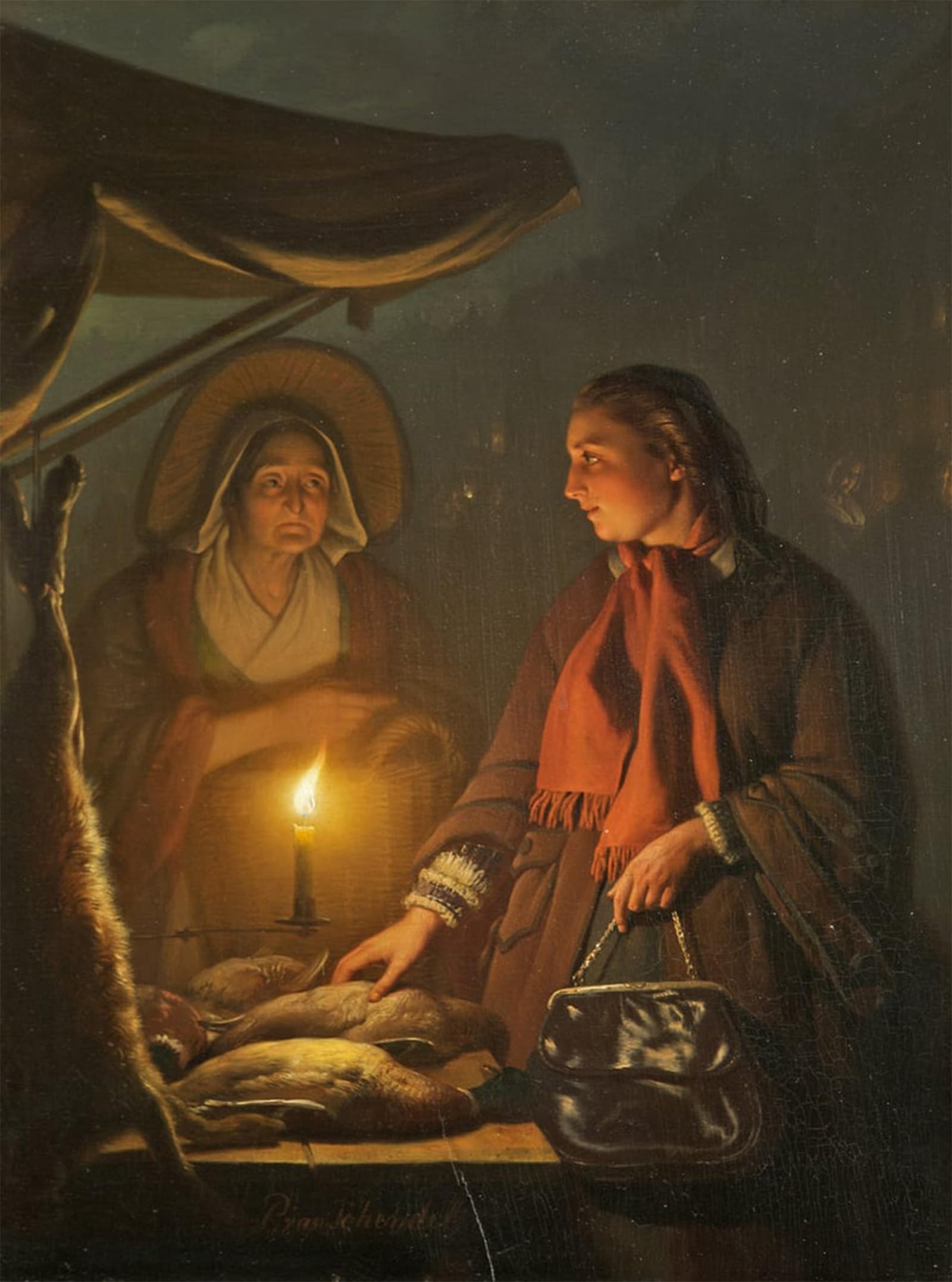 ARTXLXXBN Famous Painting Canvas Artwork Graffiti Print the Poultry Stallby Petrus Van Schendel Portrait Canvas Image for Home Decor 60x90cm