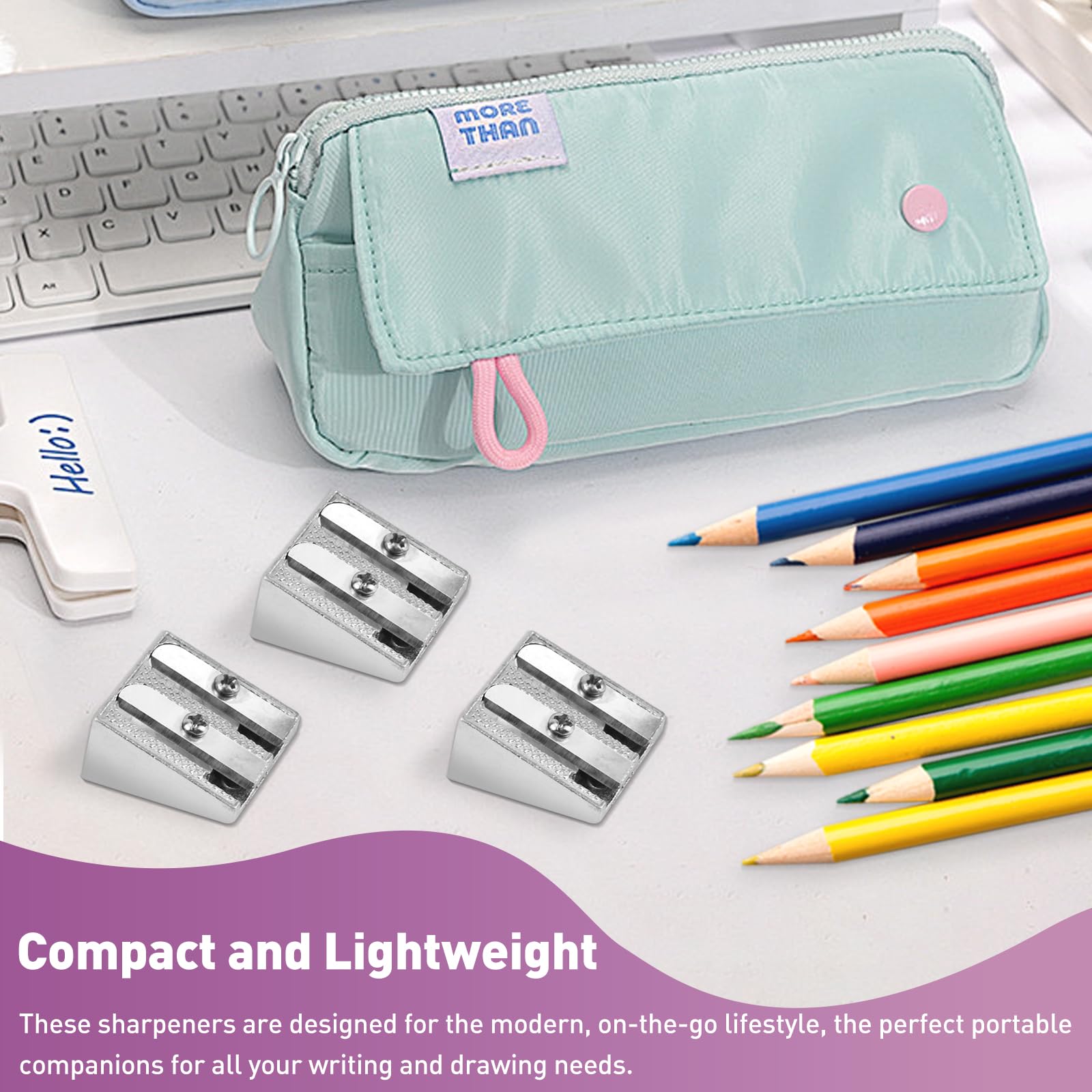 10 Temperamatite In Metallo A Doppio Foro - Portatili Per Matite, Scuola E Ufficio