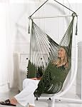 Chihee Hammock Chair Super Large Hanging Chair Soft-Spun Cotton Rope Weaving Chair, Collapsible Strong Metal Spreader Bar Wide Seat Lace Stretch Swing Chair Indoor Outdoor Garden Yard Theme Decoration | Cotton Blended Rope Hanging Chair Ventilated So