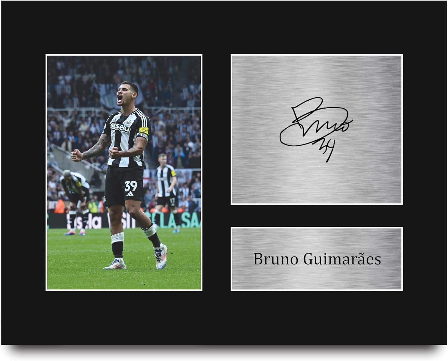 HWC Trading Bruno Guimaraes Magpies Framed Gifts Printed Signed Autograph Picture for Football Fans and Supporters - US Letter Size