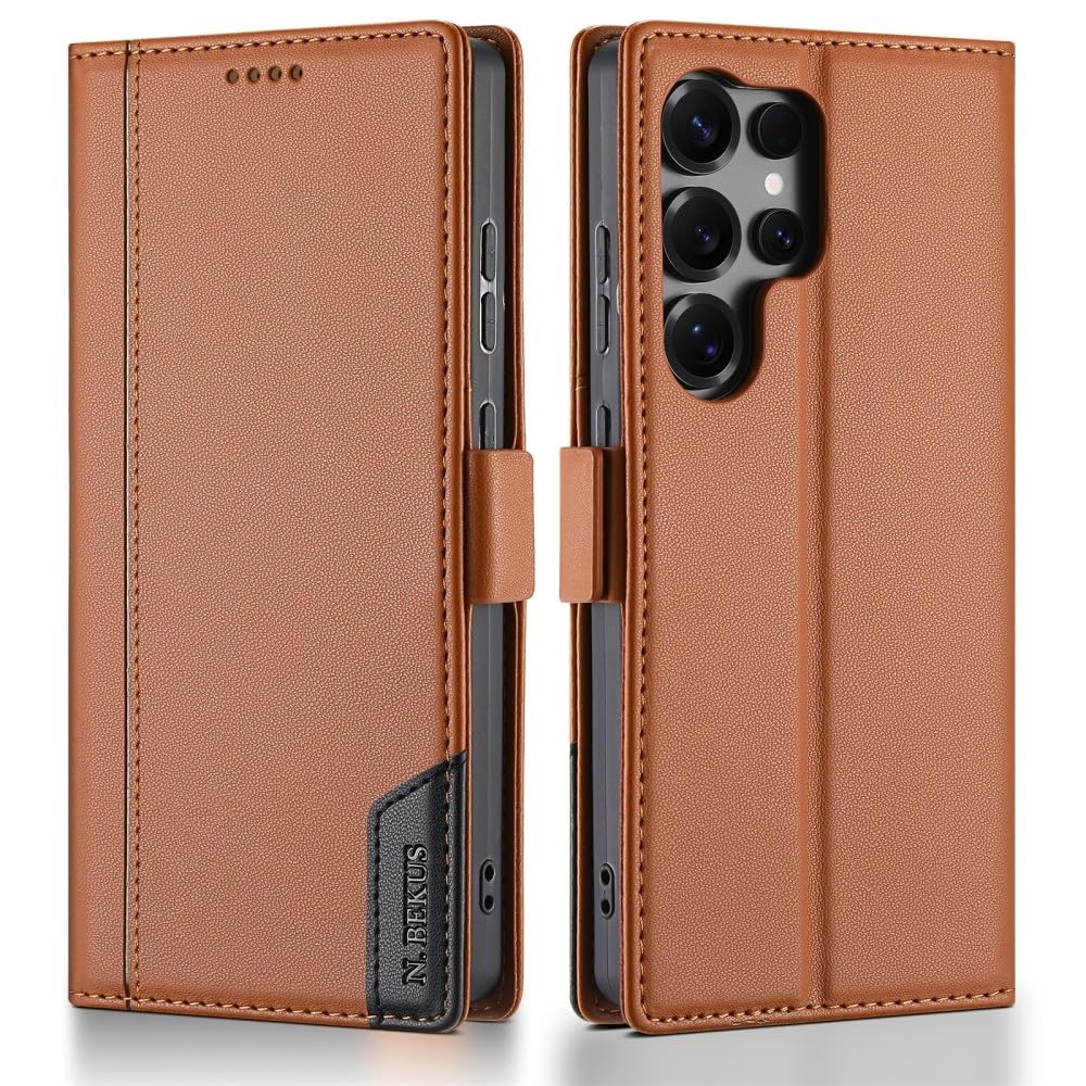 Generic Compatible avec Samsung Galaxy S8 (couleur : marron). Étui portefeuille en cuir à rabat