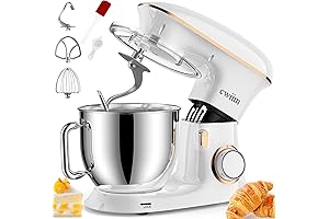 CWIIM 8.5Qt Multipurpose Stand Mixer with Dough Hook, Flat Beater, Whisk, and...