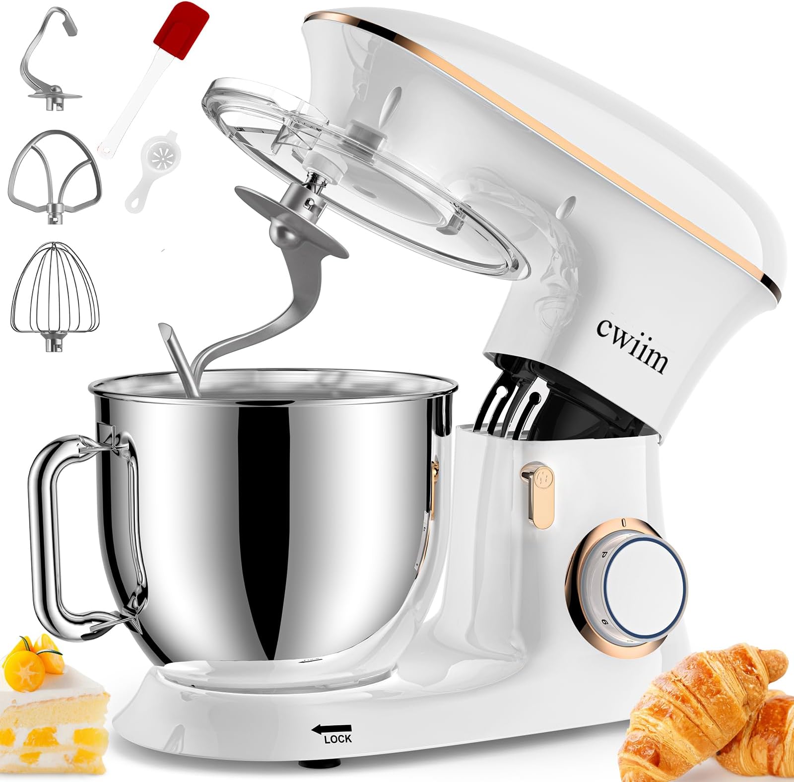 AUMATE Electric Stand Mixer,6.5QT Electric Mixer, 6+P Speed