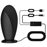 GEARit High-Gain - Indoor Long Range HD TV Antenna for Local Channels, Supports 4K 1080P - Over The Air Digital TV Antenna, 360 Signal Reception - 16ft Coax HDTV Cable - Black