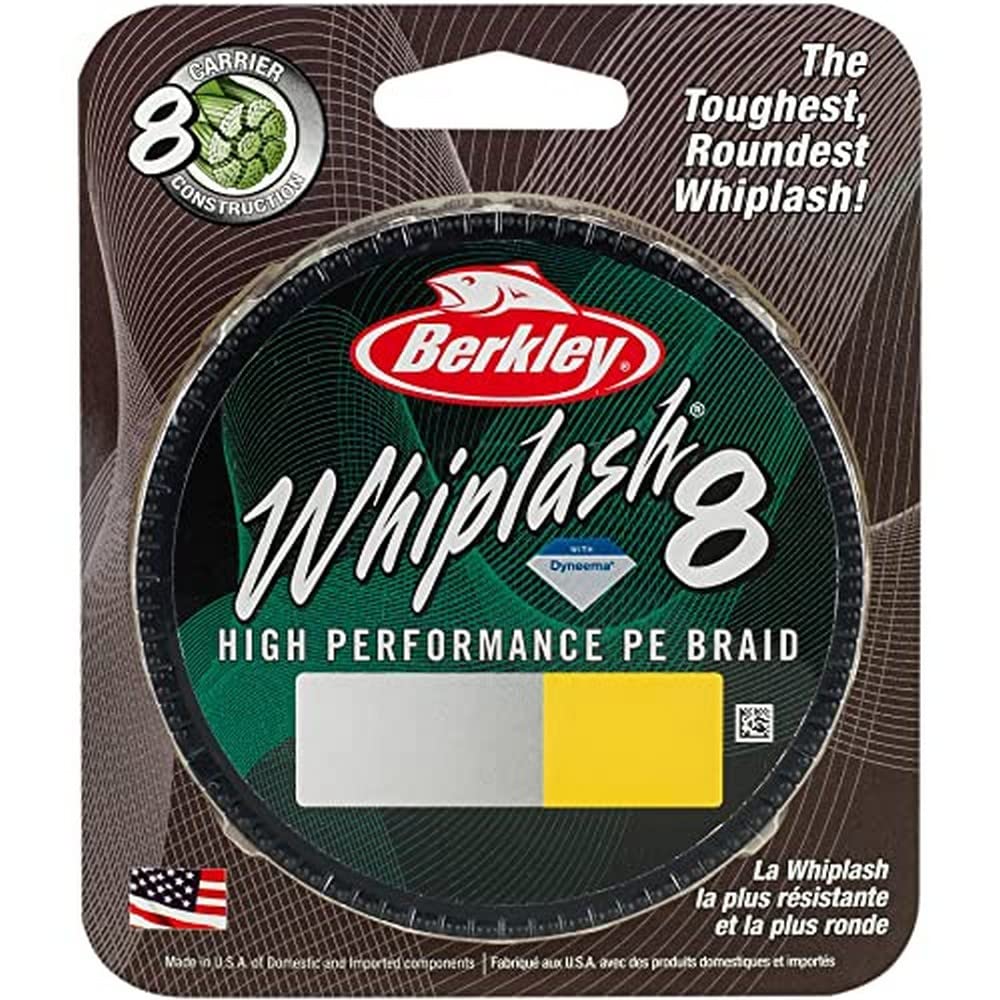 Berkley Whiplash 8 geflochtene Angelschnur – 100 % Dyneema 8-faches Geflecht für Salzwasser- und Süßwasserangeln