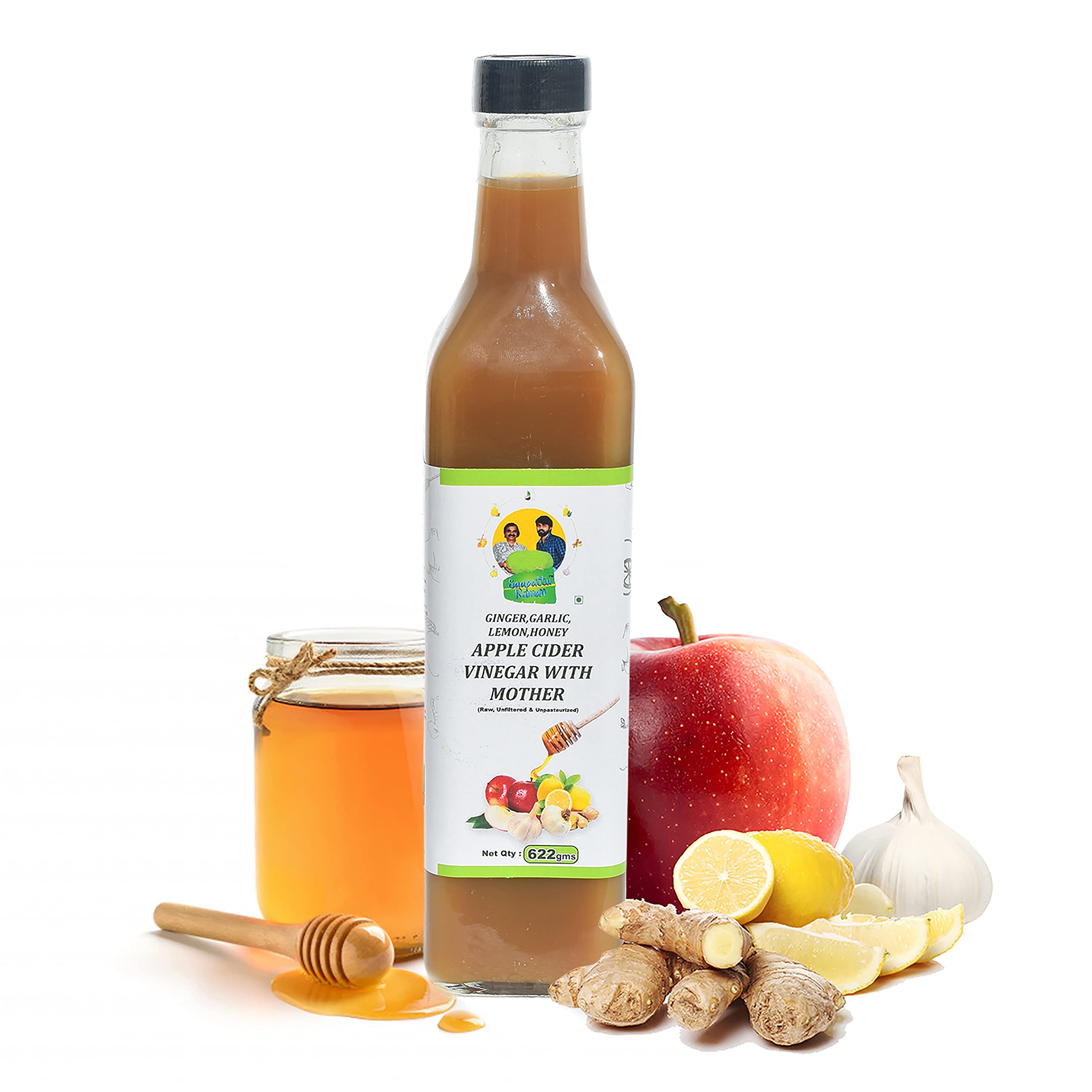 Sponsored Ad - Digestive Secret - Ginger, Garlic, Lemon, Honey - Apple Cider Vinegar With Mother (Raw, Unfiltered & Unpasteurized) 622 Grams, 500 Millilitres