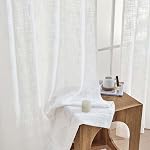 OWENIE Rideaux en lin pour chambre à coucher 84 Poches longues 2 Ensemble de panneaux, Farmhouse épais Faux Lin Light Filtering Rideaux texturés Draps avec haut de l'onglet arrière, blanc, chaque 52" W x 84" L