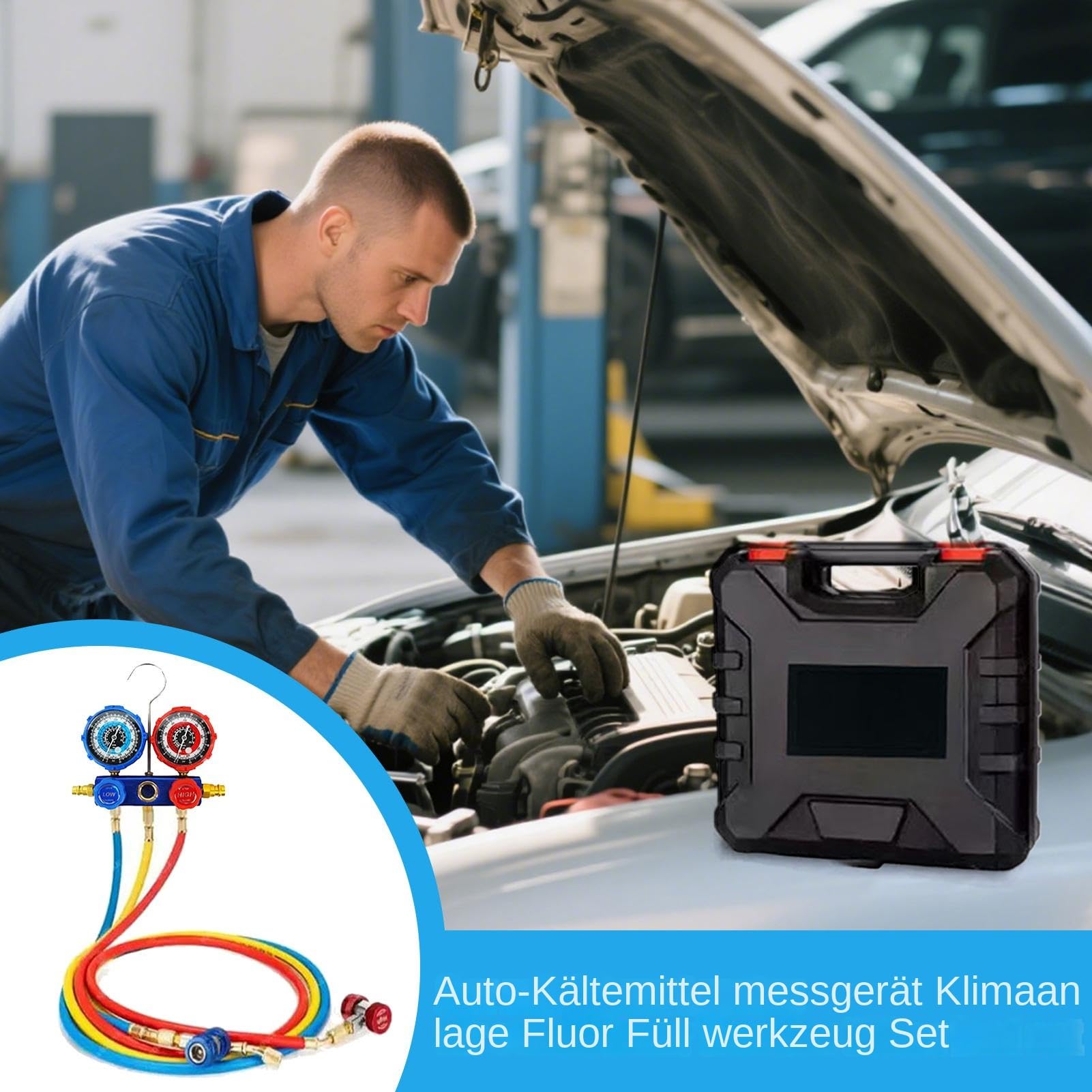 Set di Manometri per Climatizzazione Kit ricarica refrigerante con diagnosi | Kit Collettore Manometri Manutenzione e riparazione stagionale R-134A R-22 R-410A per camion e officina