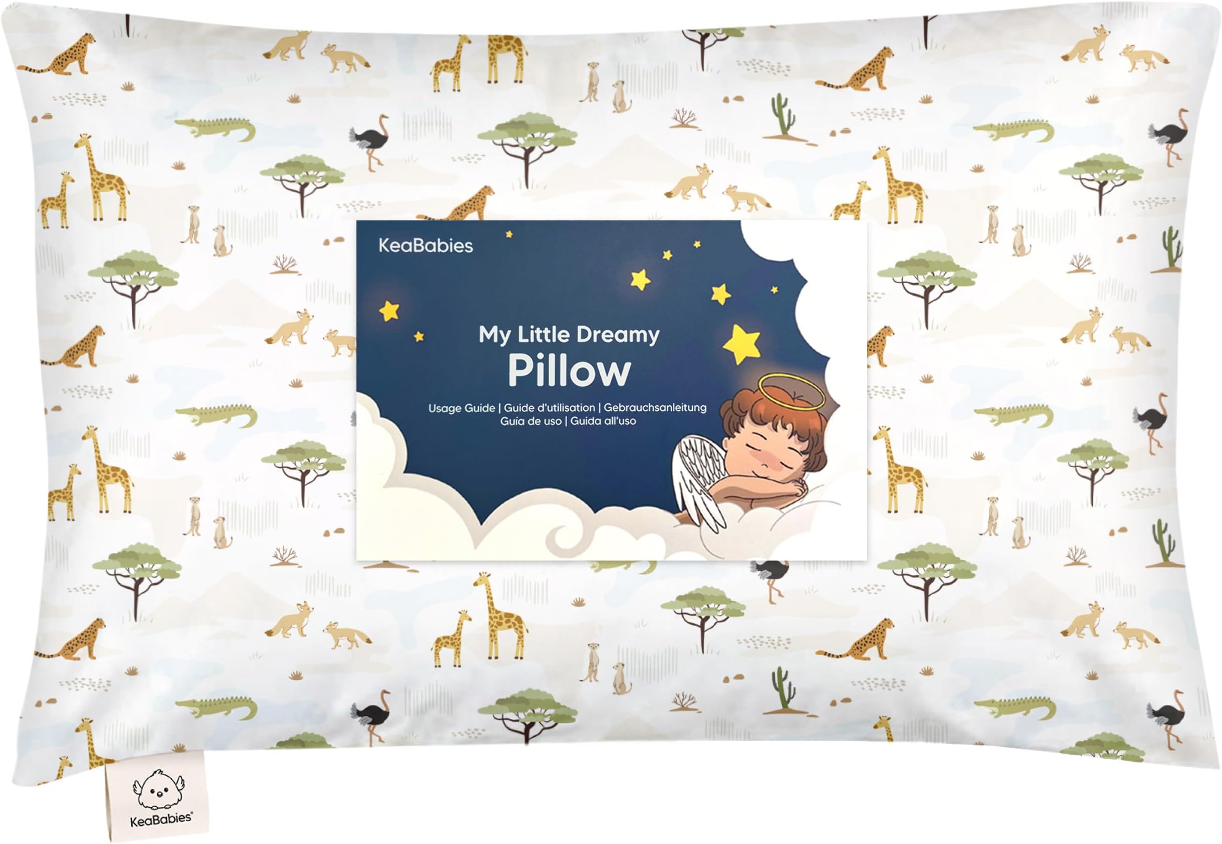 Toddler Pillow with Pillowcase - 13x18 My Little Dreamy Kids Travel Bed Pillows for Sleeping, Organic Cotton Small Pillowcase, Soft & Breathable, Machine Washable, Toddlers 2-5 years old (Grasslands)
