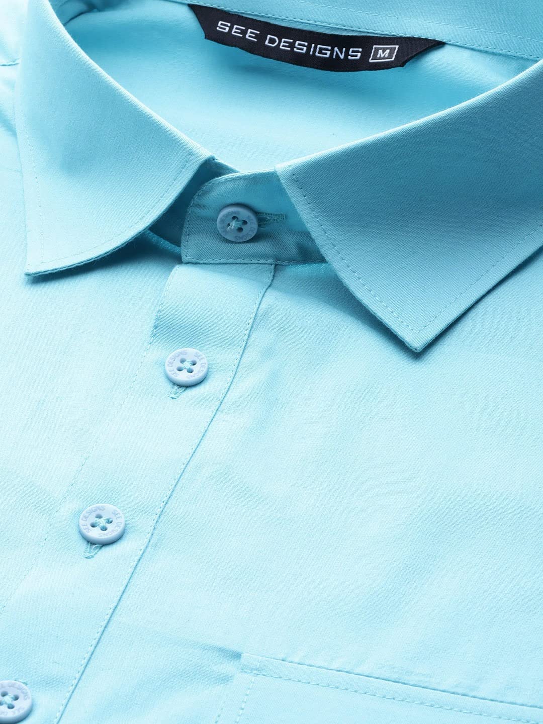 See Designs Men's Solid Cotton Curved Hemline With Shirt Collar Sea Green Full Sleeve Pathani Kurta With Salwar - Sdkt607Xs