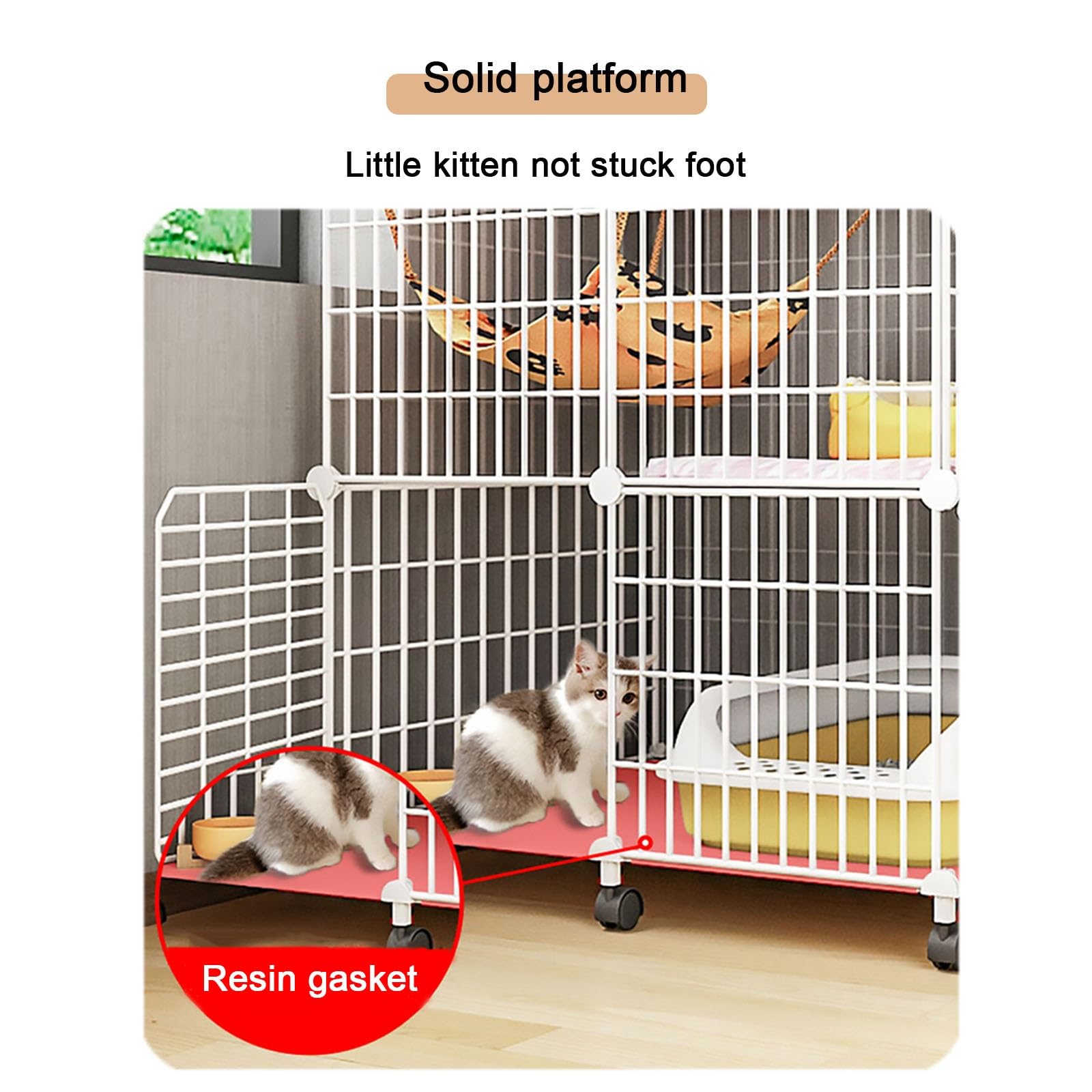 Gabbie per Gatti - Recinto per Gatti per Gatti da Interno, può spostarsi Staccabile Non occupa Spazio Cuccia per Gatti per 1-2 Gatti Gabbia per Animali Domestici (Dimensioni: 111x49x73) Cald