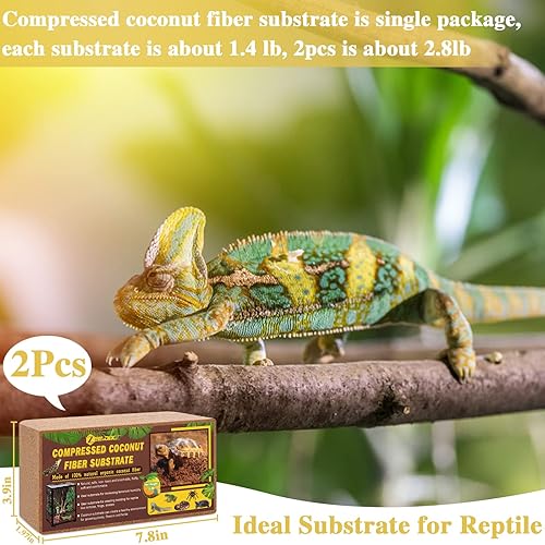 Miniatura 2 de ZeeDix Paquete de 2 sustratos de fibra de coco, 100% orgánico cáscara de coco coco ladrillo de fibra de coco terrario para reptiles, tortuga, dragón