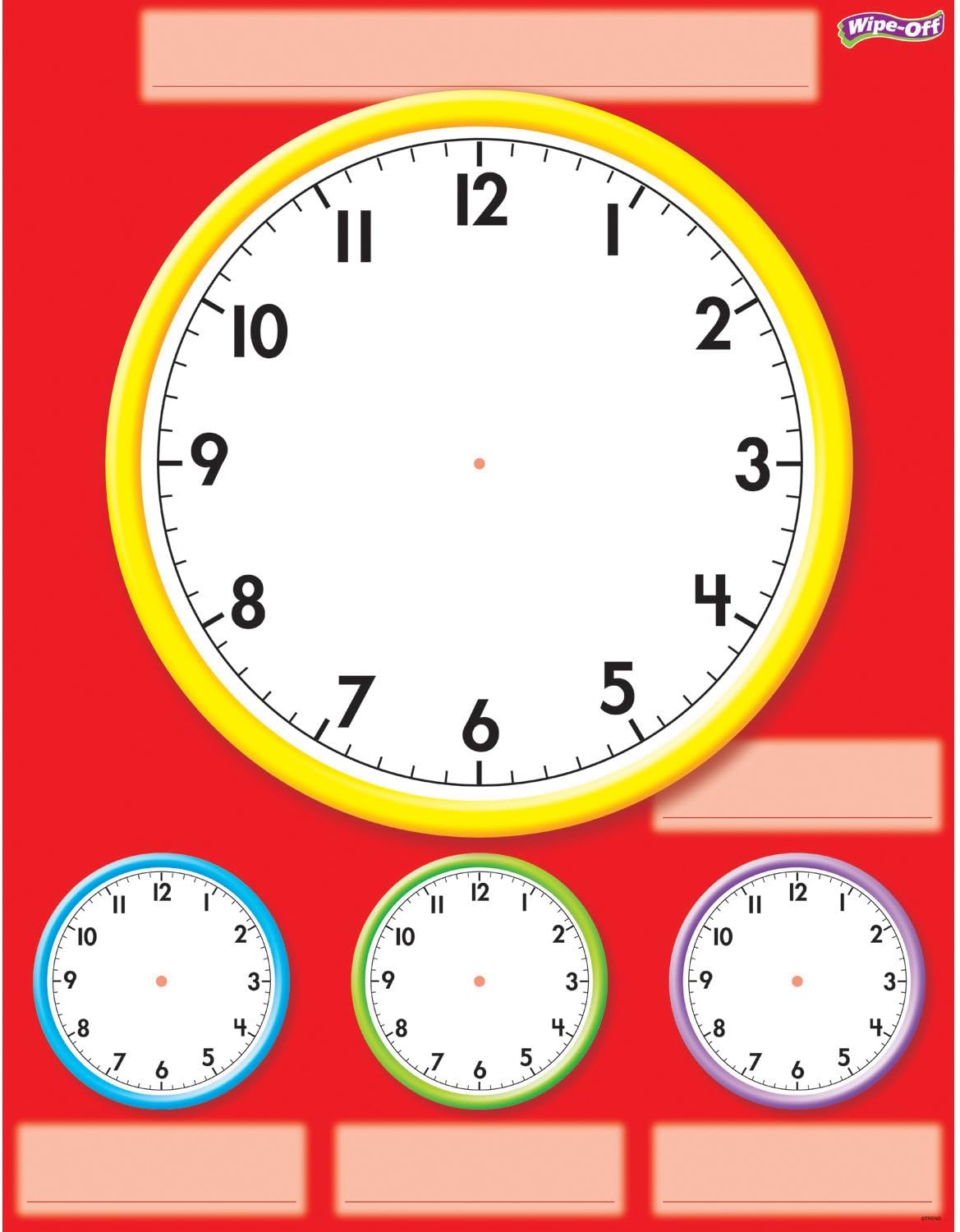 TREND enterprises, Inc. Clocks Wipe-Off Chart, 17 x 22