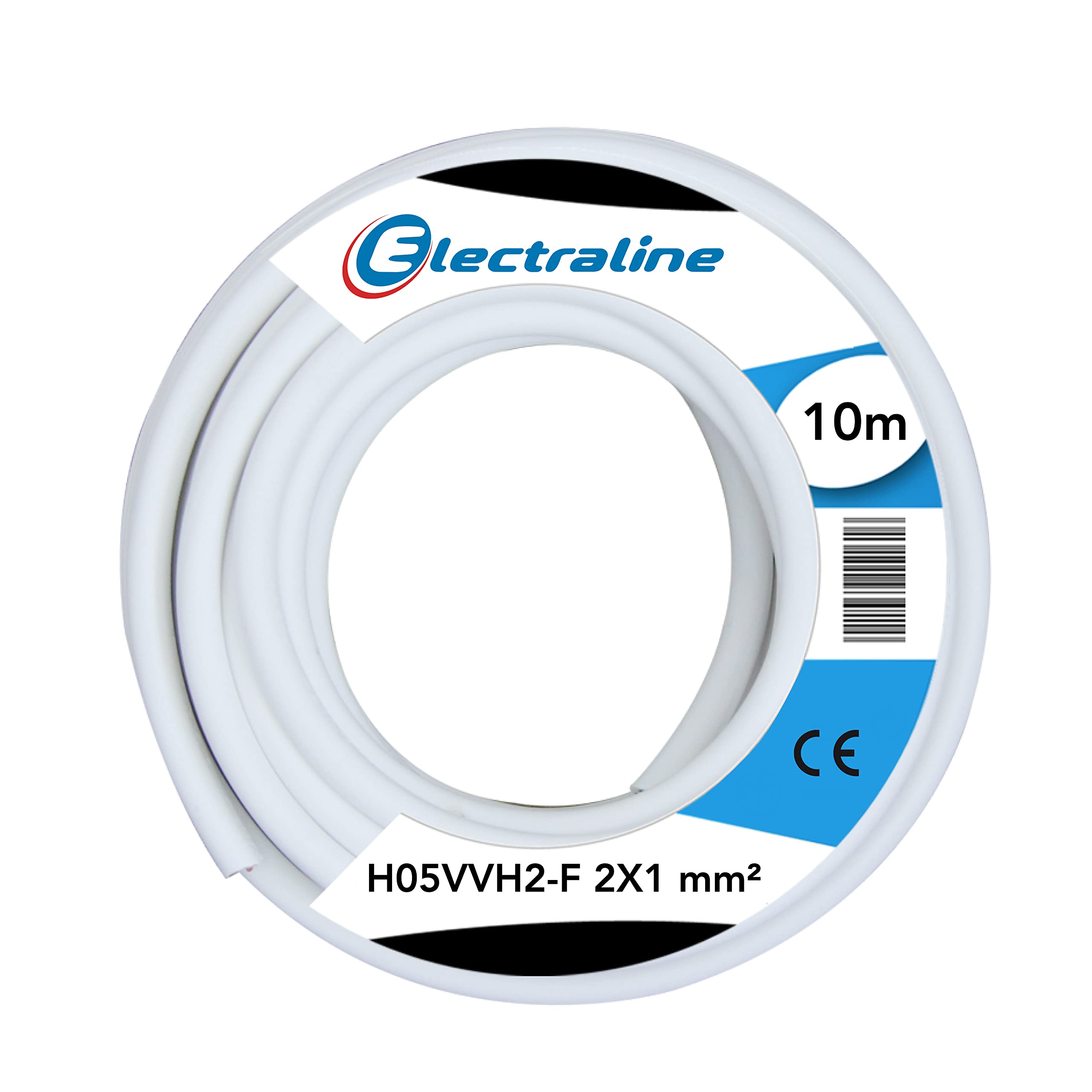 Electraline 10961, Cable para Extensiones H05VVH2-F, Sección 2x1 mm, 10 m, Blanco