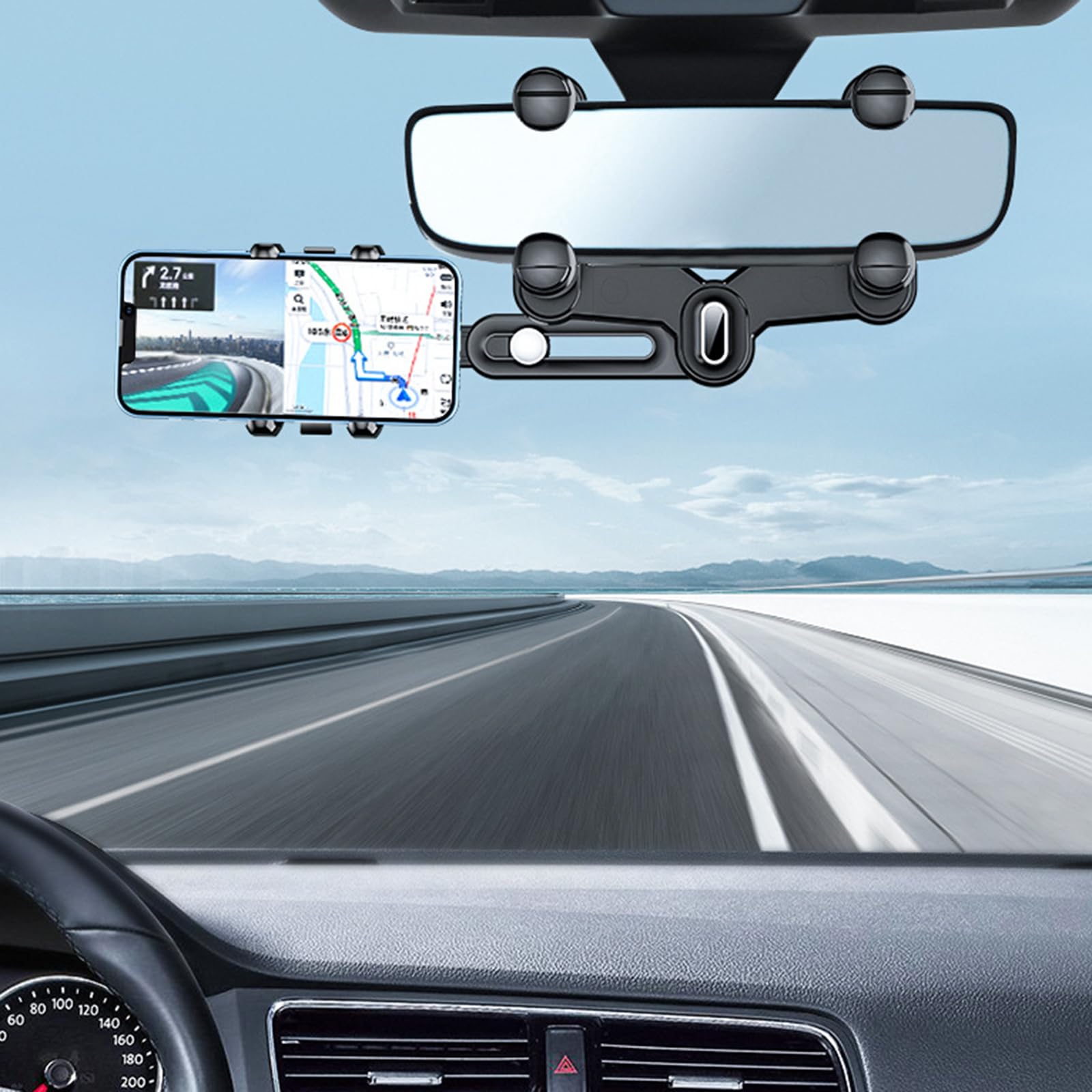 360 supporto girevole per cellulare per auto, specchietto retrovisore, supporto per telefono semplice per smartphone