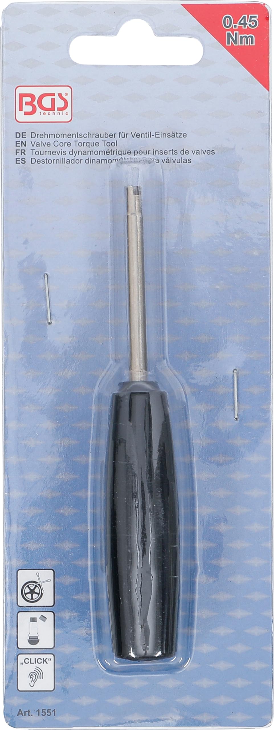 BGS 1551 | Cacciavite dinamometrico per inserti per valvole | 0,45 Nm