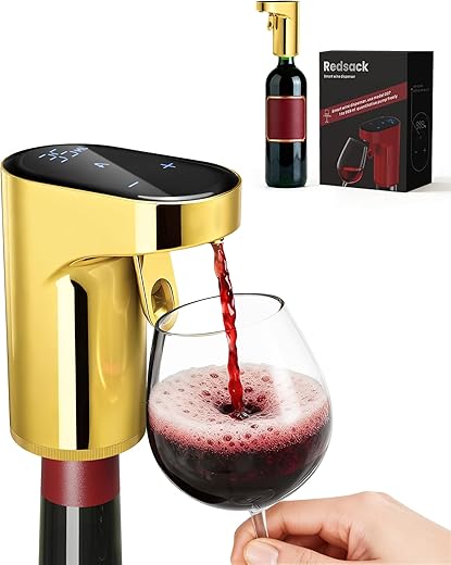 2026 Valentines Day Gifts,5-in-1 Electric Wine Decanter with Aerator,Smart Liquor Dispenser Adjustable Dosing, Whiskey Pourer,Automatic Liquor Bottle Pump,Birthday Gifts for Her/Him/Women/Men(Gold)