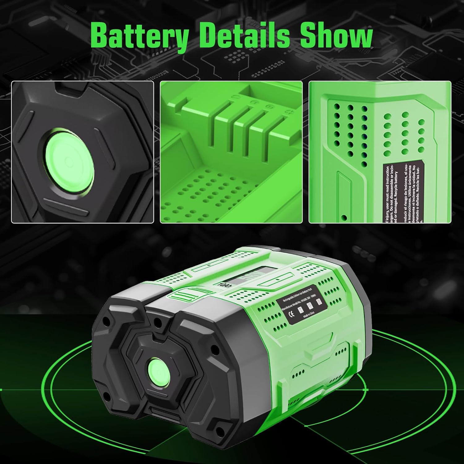 2Pack 56V 10.0Ah Replacement Battery Compatible with EGO 56V Battery Compatible with EGO 56 Volt 10000mAh BA2800 BA4200 CS1604 CS1804 CS1403 HT2400 LB6504 LB5804 LB6500 LB4800 Power Tool (10.0-2Pack) - Image 6