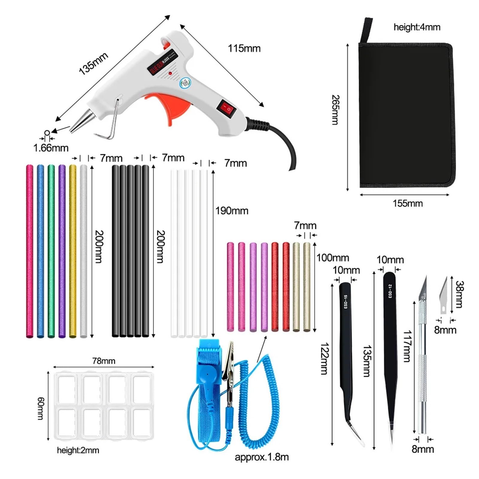 6-in-1-Heißklebepistolen-Set, elektrisches Heißklebepistolen-Reparaturwerkzeug, professionelles DIY, 20 W, mit Sticks for Heimwerker, Weihnachtsgeschenke, Basteln(HJ005KS2)