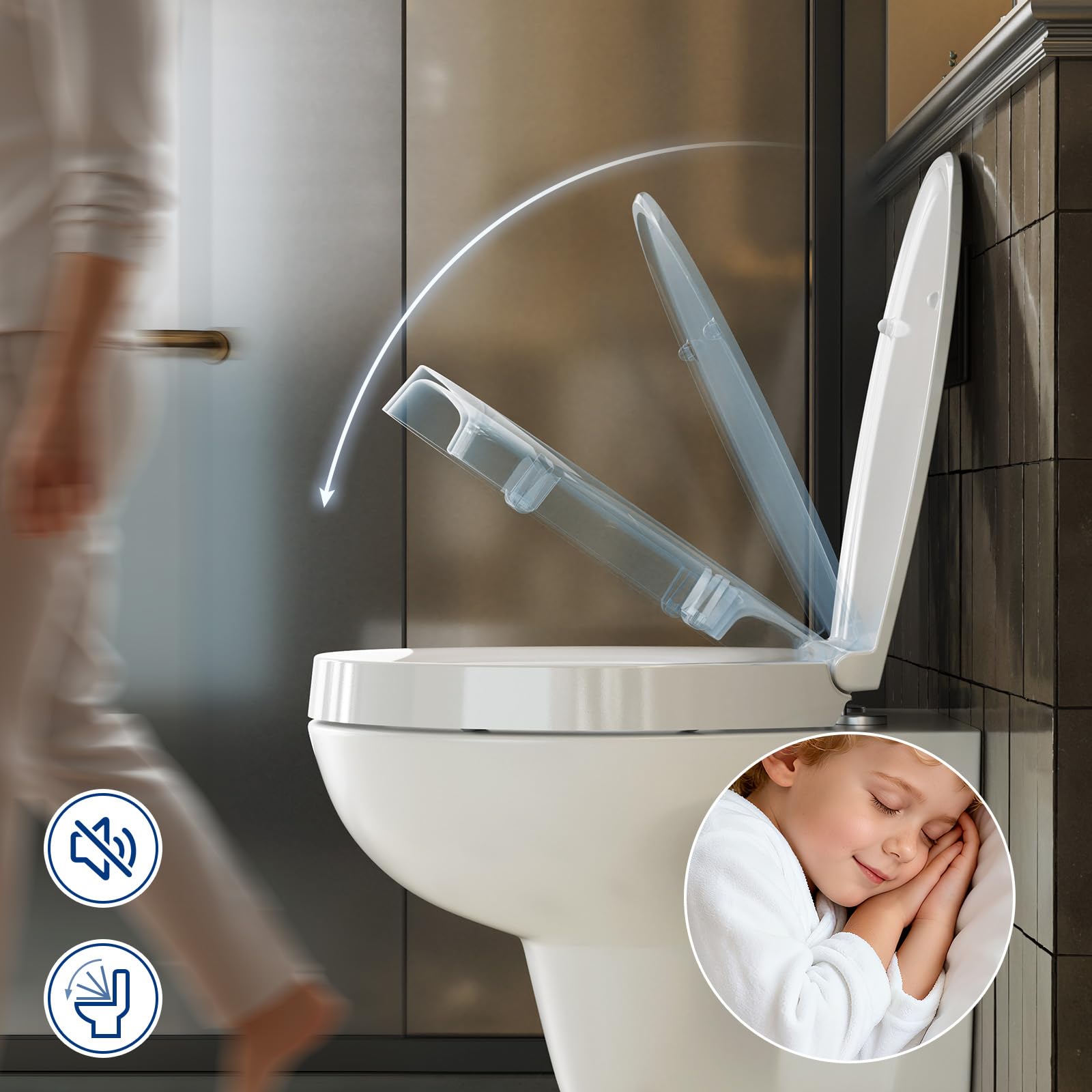 CECIPA Deska sedesowa podwyższona 5 cm – deska sedesowa z duroplastu wolnoopadająca, obciążenie do 250 kg, ergonomiczna i łatwa do czyszczenia