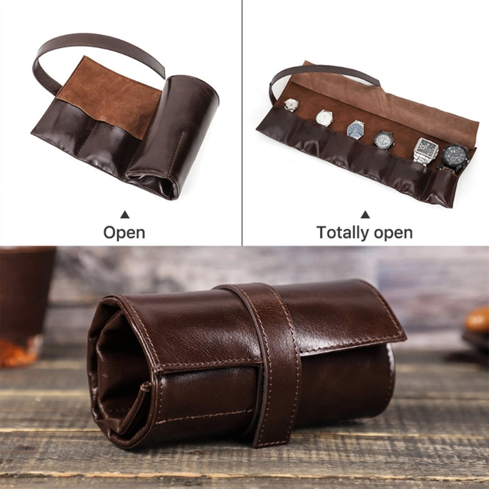 QINGGANGLING999 Scatole per Orologi Guarda Roll stoccaggio Custodia da Viaggio Orologio da Viaggio Orologio Gioielli con Cinturino con Cinturino con Cinturino Porta Orologio