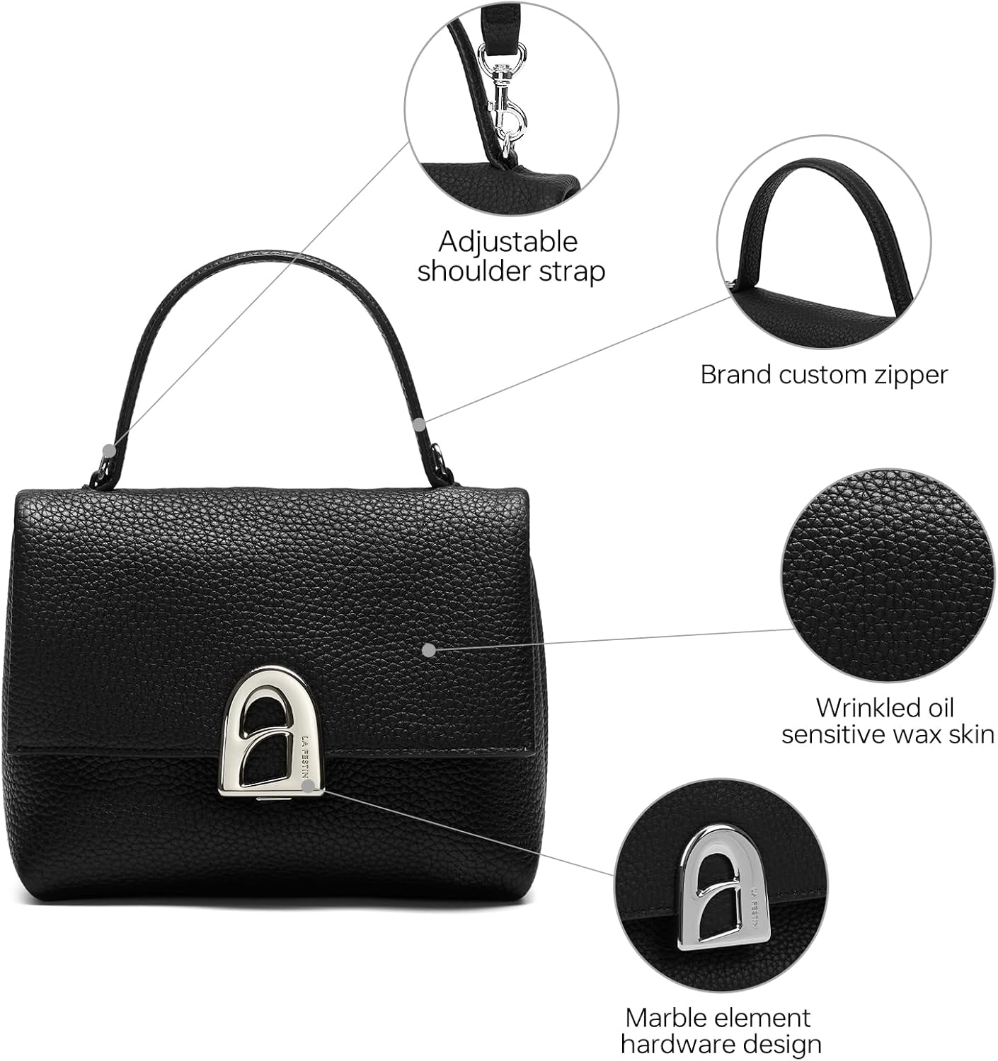 LA FESTIN Crossbody Bags for Women Small Leather Women's Crossbody Handbags with Adjustable Strap - Image 2