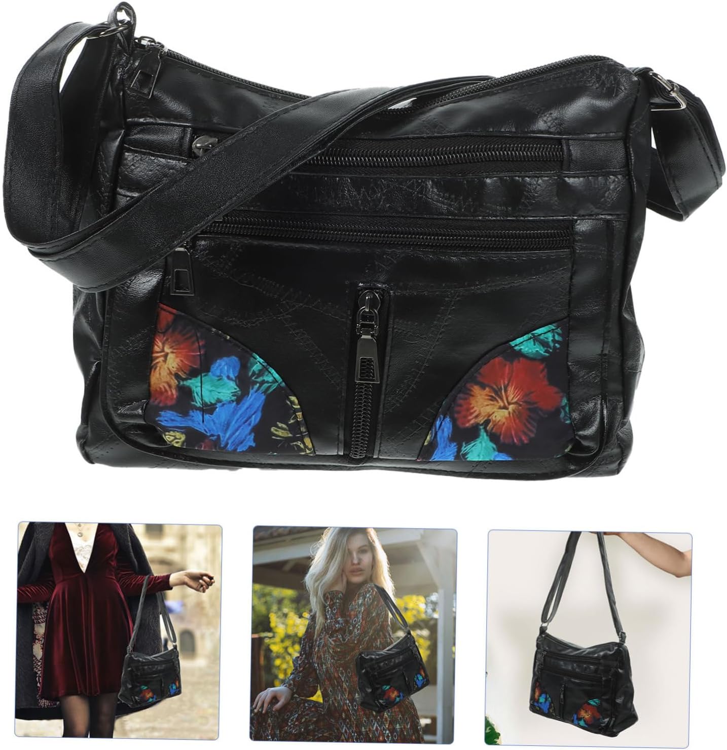 TENDYCOCO Fashionable Black PU Leather Crossbody Bag Woman's Shoulder Bag Zipper Pouch Women's Fashion Bag for Daily Use - Image 6