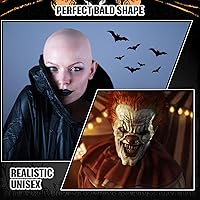 Vista 5 de WILLBOND 4 piezas de gorras calvas de Halloween para maquillaje de látex calvo, gorra para cabeza, peluca, sombrero, accesorios de disfraz