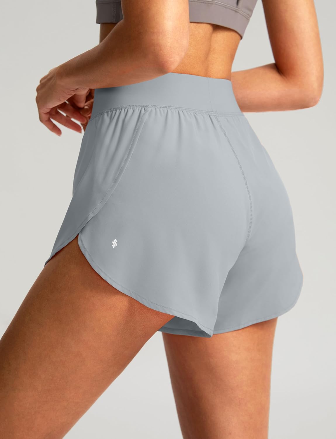 Soothfeel High Waisted Athletic Running Shorts for Women Dolphin Short High Split Quick Dry Gym Workout Shorts with Liner - Image 4