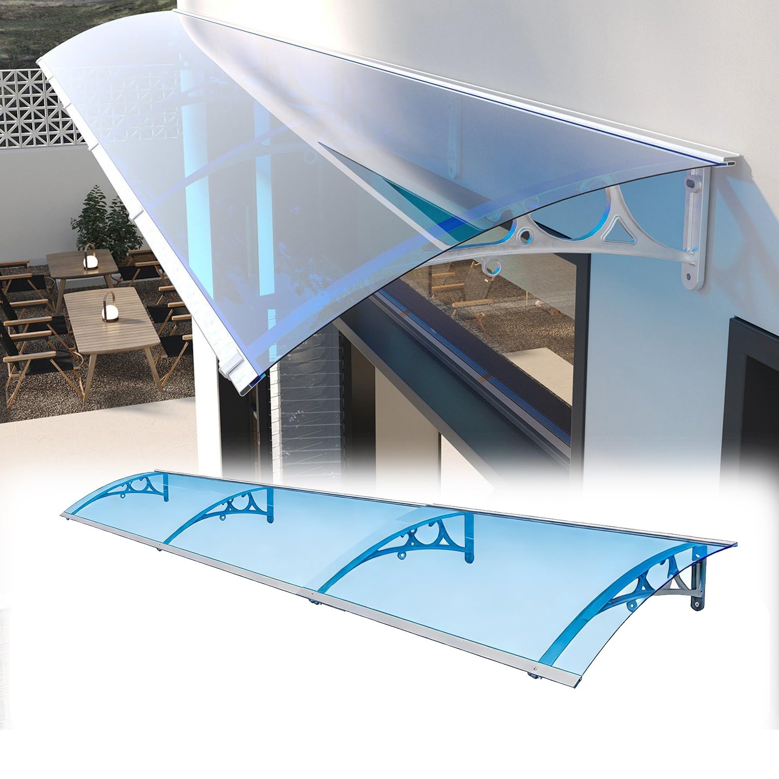Auvent de porte anti-UV avec housse en polycarbonate robuste