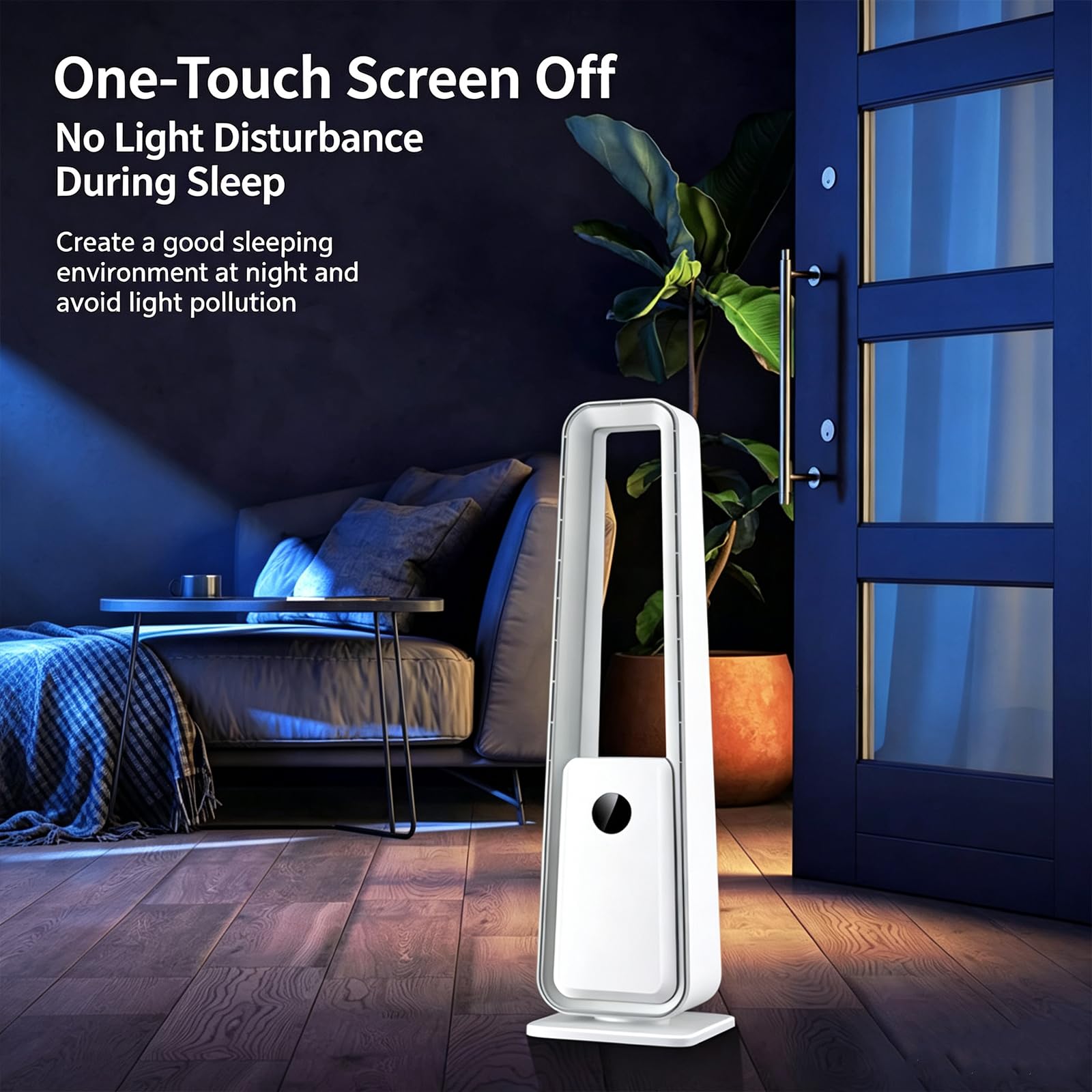 Ventilador de torre sin aspas de 80W con control remoto, para dormitorio