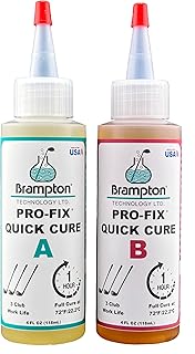 Brampton PRO-FIX Quick Cure Golf Epoxy, 5-Min Work Life, 1 Hour Full Cure, Extra Strength, Impact Resistant, 2-Part Epoxy Glue Kit for Golf Clubs, Shafts, Heads, Drivers, Putters, Easy 1:1 Mix