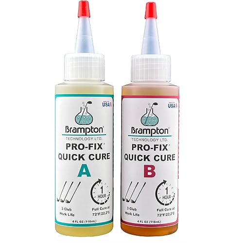 Brampton PRO-FIX Quick Cure Golf Epoxy, 5-Min Work Life, 1 Hour Full Cure, Extra Strength, Impact Resistant, 2-Part Epoxy Glue Kit for Golf Clubs, Shafts, Heads, Drivers, Putters, Easy 1:1 Mix