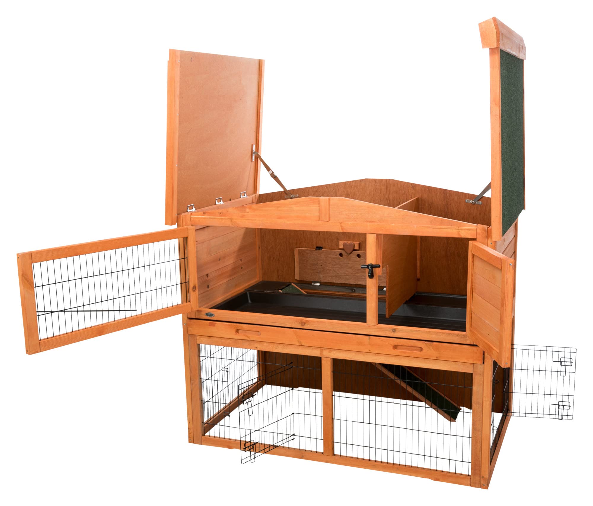 Trixie 62321 natura Kleintierstall mit Freilaufgehege, 124 × 102 × 78 cm, braun