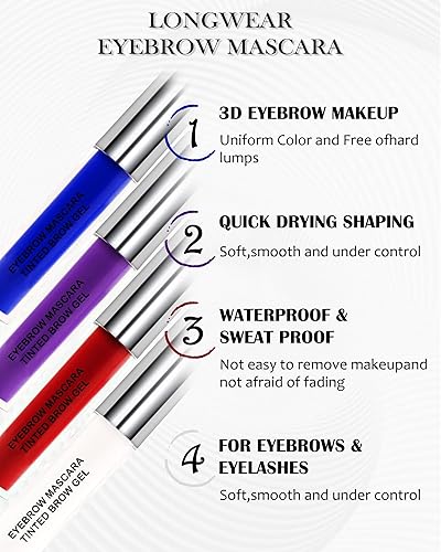Miniatura 3 de Gel de rímel tintado para cejas, 1 unidad, resistente al agua, a prueba de manchas, pegamento líquido de color para cejas, relleno de cejas tintado,