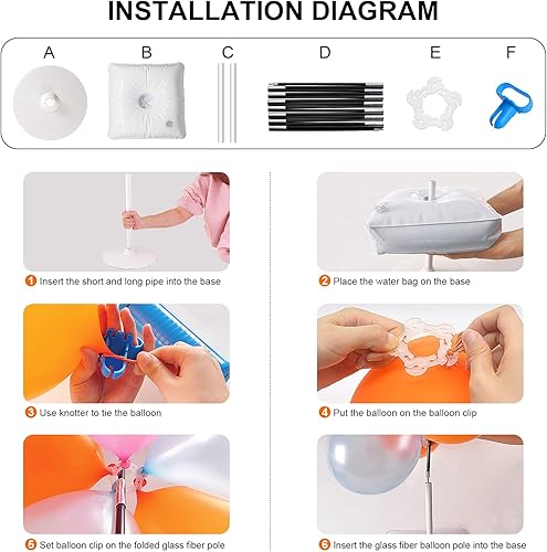 Miniatura 3 de Kit de arco de globo IDAODAN soporte de globo con base de agua ajustable de 9 pies de alto y 98ft de ancho 50 clips de globo bomba manual para bodas