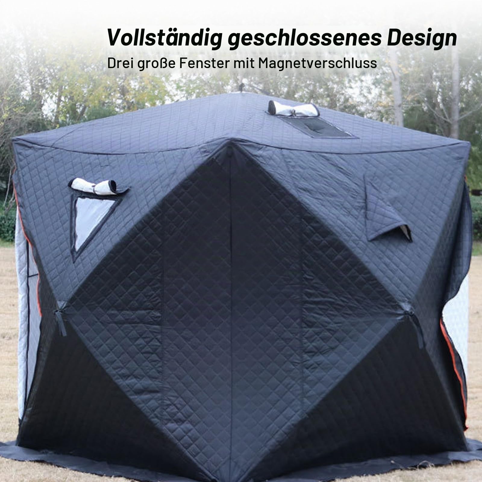 Outdoor-Sauna, 1,80m x 1,80m x 2,10m Tragbares isoliertes Saunazelt, Schnee- Winddicht mit Kaminloch für Garten und Eisfischen