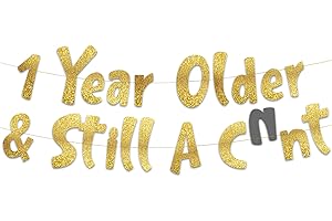 Funny Birthday Gold Glitter Banner – 21st, 30th, 40th, 50th, 60th, 70th,...