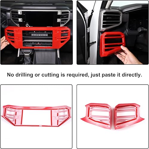 Vista 90 de Cubierta de salida de aire lateral para consola central de automóvil, compatible con Toyota Tundra 2022+ Sequoia 2023+ cubierta de panel de aire
