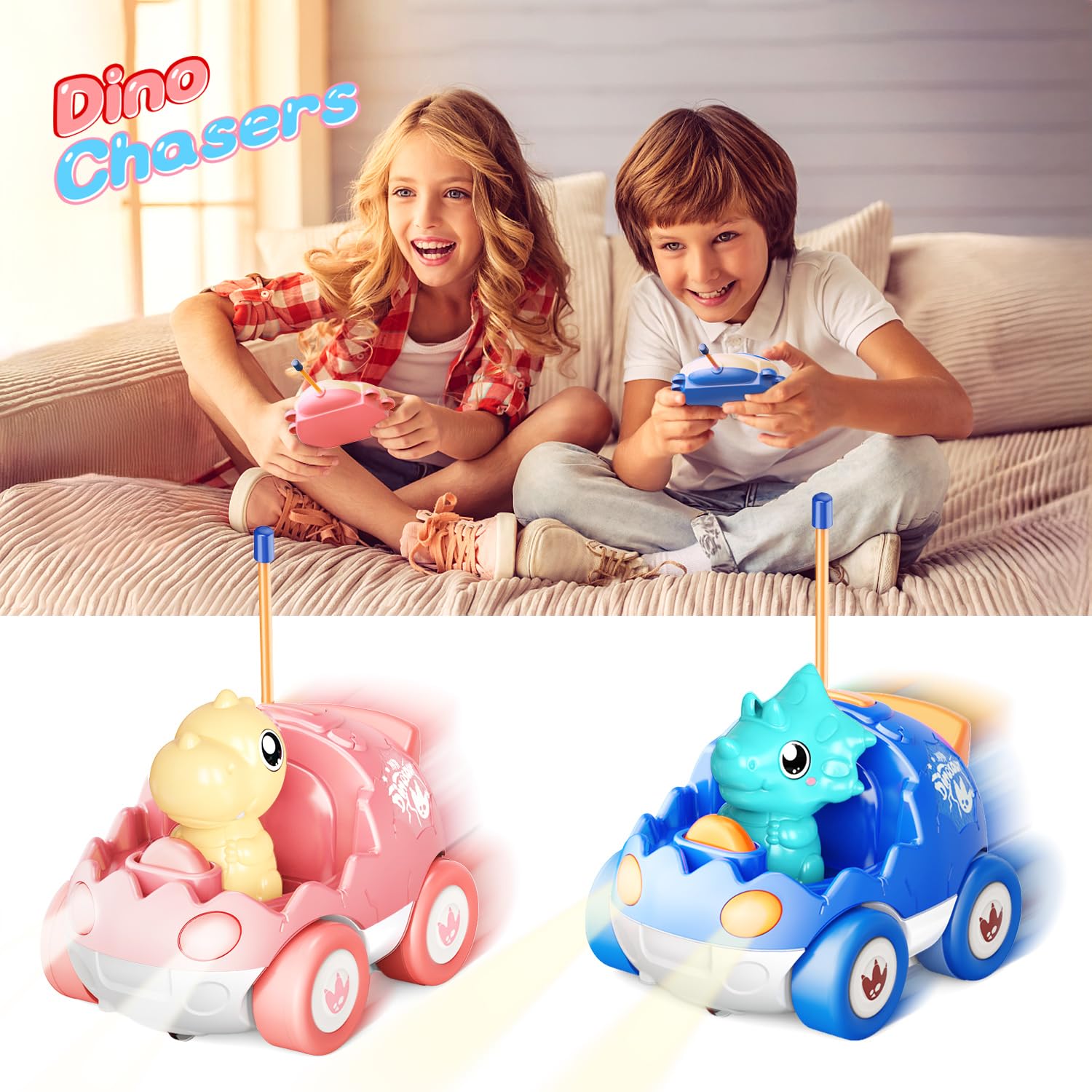 Pink Dinosaur RC Cars - Christmas Gifts for Kids -6