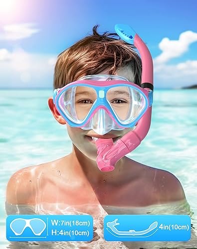 Miniatura 10 de Gintenco Juego de esnórquel para niños, máscara de buceo para niños como gafas de natación unisex para niños, máscara de buceo antivaho y juego