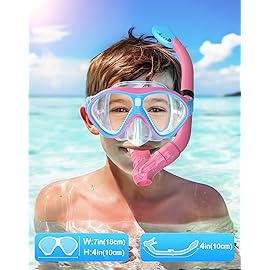 Gintenco Kids Snorkel Set, Diving Mask for Children as Unisex Kids Swimming Goggles, Anti-Fog Diving Mask and Dry Top Snorkel Combo Set for Junior and Youth