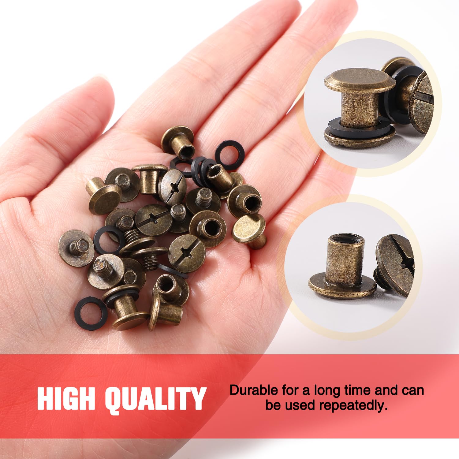 YIXISI 25 Set M5x6mm Chicago Binding Screws Kit, Book Binding Rivets, Leather Rivets, Binding Screws Posts - Image 3