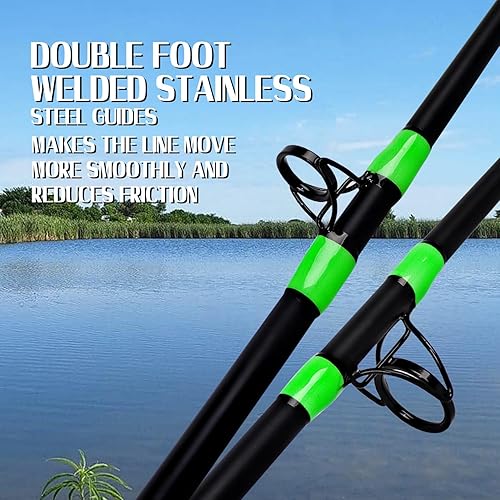 Miniatura 4 de Fiblink Cañas de pescar de bagre de 7'6"/8'6"/10'Caña de bagre verde 1 pieza/2 piezas portátil de viaje Caña de pesca de bagre de pesca de bagre de