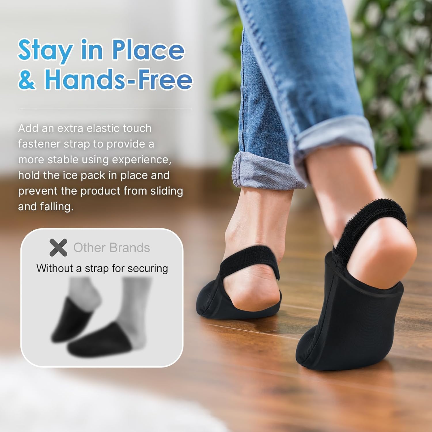 ComfiTECH Foot & Toe Ice Pack Sleeve for Forefoot 1 Pair, Cooling Feet Application Wrap with Stretchable Straps, Cold Gel Socks Reusable (2 Packs)