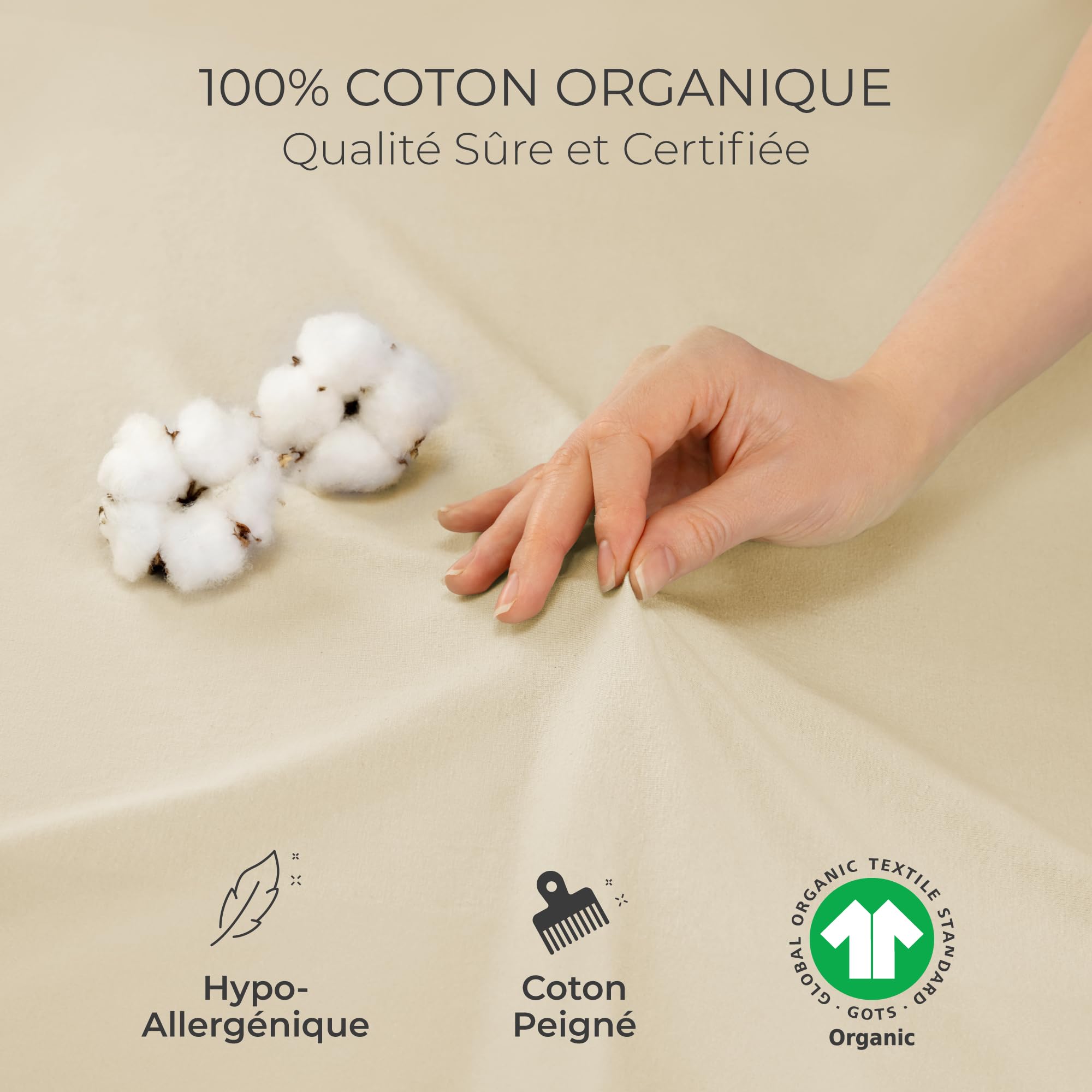 Dreamzie Drap Housse 80x160 Cm Jersey 100% Coton Bio Anthracite - Hypoallergénique Oeko-Tex, Bonnet 15 Cm