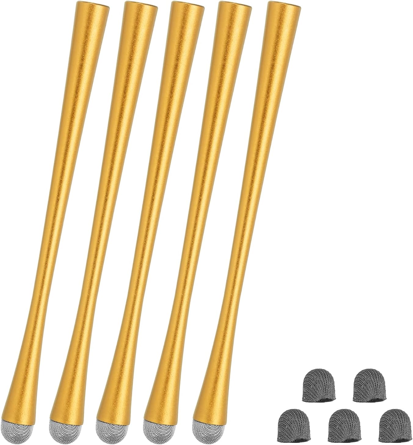 PATIKIL 5 Pcs Slim Waist Stylus Pens for Touch Screens, 2 in 1 High Sensitivity Universal Pen Capacitive Stylus for Phone Tablets Laptop Touch Screen Devices, Gold