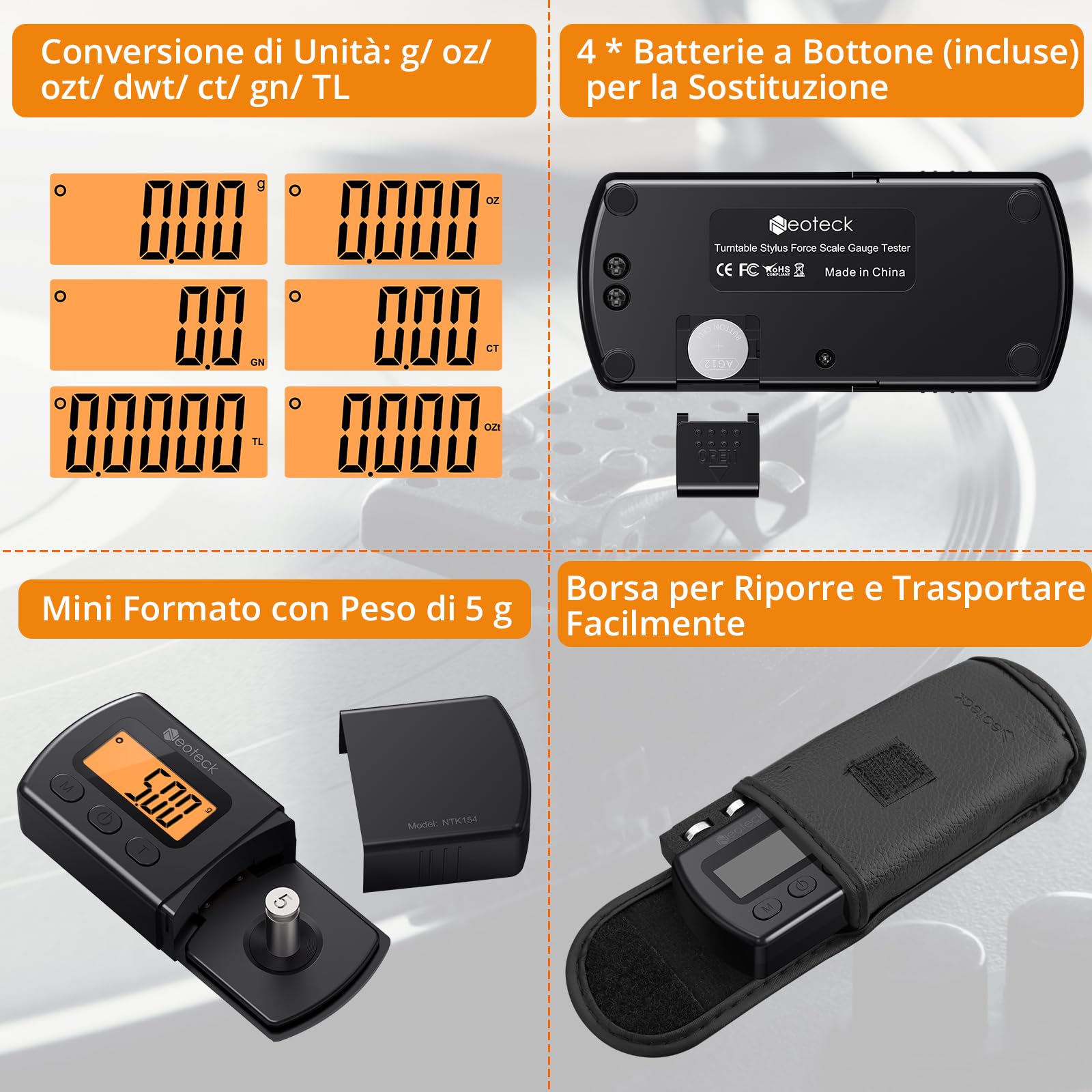 Bilancia Per Forza Di Stilo Giradischi - Precisione 0,01g, Display LCD Retroilluminato - Foto 4